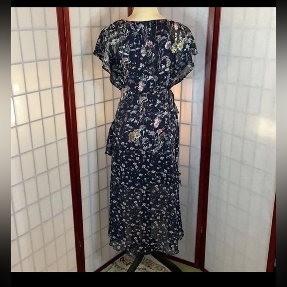 Anthropologie Foxiedox “Carolina” Navy Blue Floral Layered Semi-Sheer Midi (2) - Picture 14 of 16